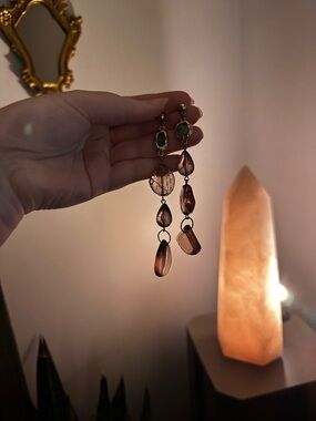 Handmade Brown Resin Drop Earrings - Elegant Women’s Jewelry